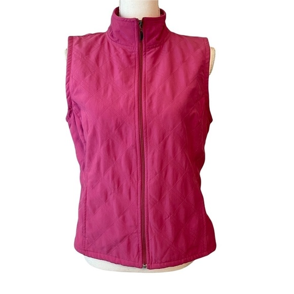 Columbia Quilted Fleece Zip front Vest Fuschia Magenta Bright Pink -Size Med. - Picture 1 of 8